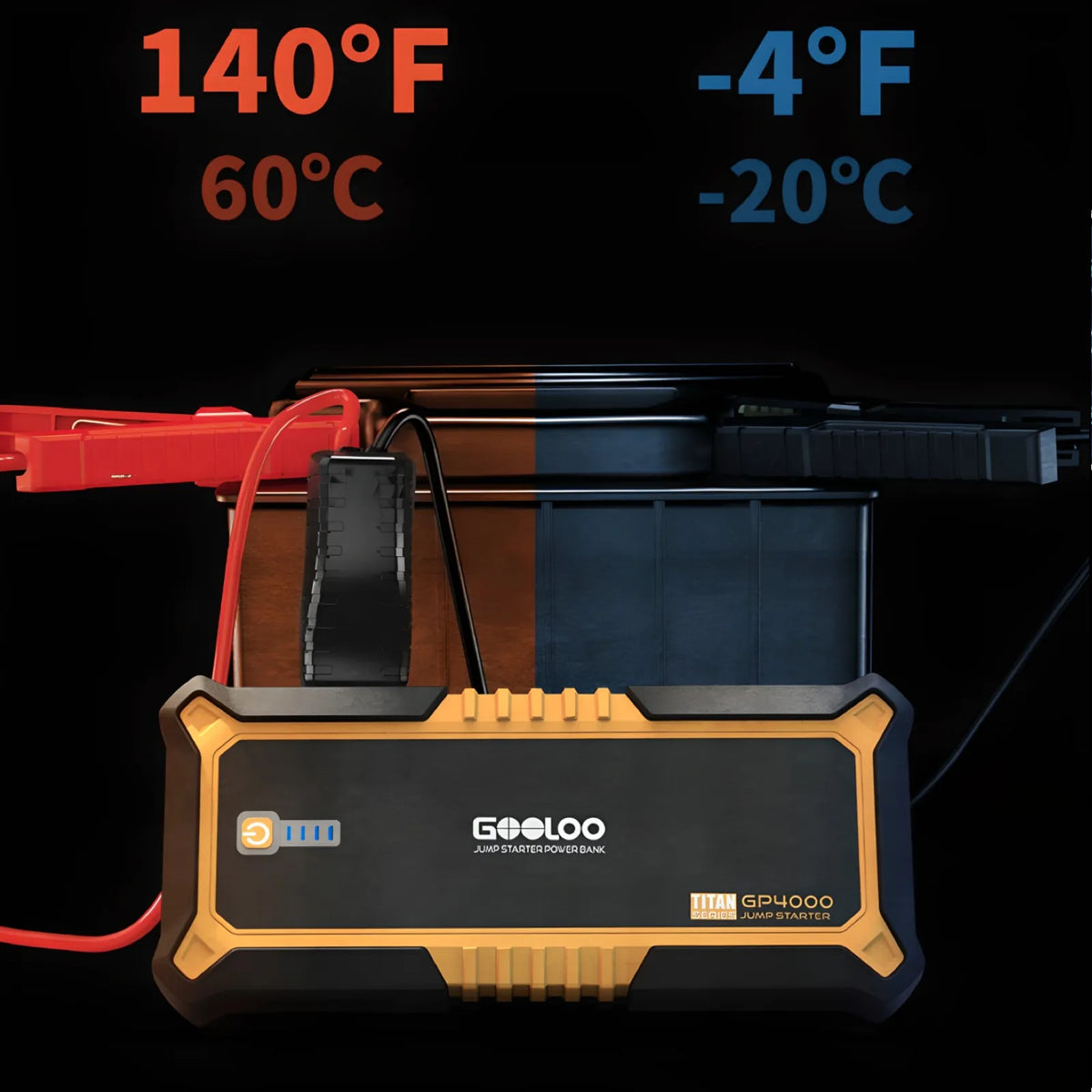 GOOLOO GP4000 4000 A automobilinis užvedimo įrenginys ir powerbankas