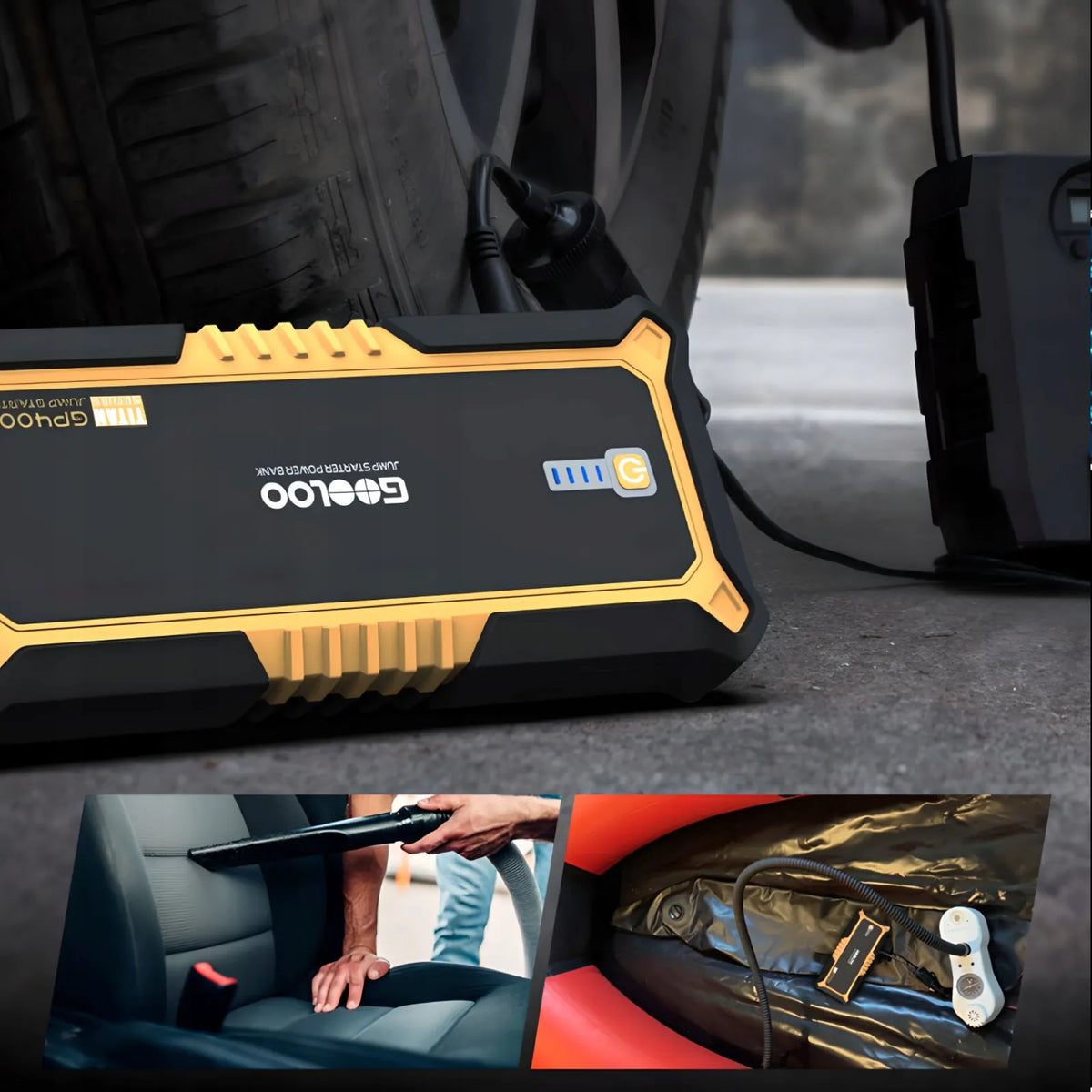 GOOLOO GP4000 4000 A automobilinis užvedimo įrenginys ir powerbankas