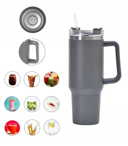 Gordon didelis termopuodelis su šiaudeliu, nerūdijantis plienas, XXL 1200 ml + šiaudelis