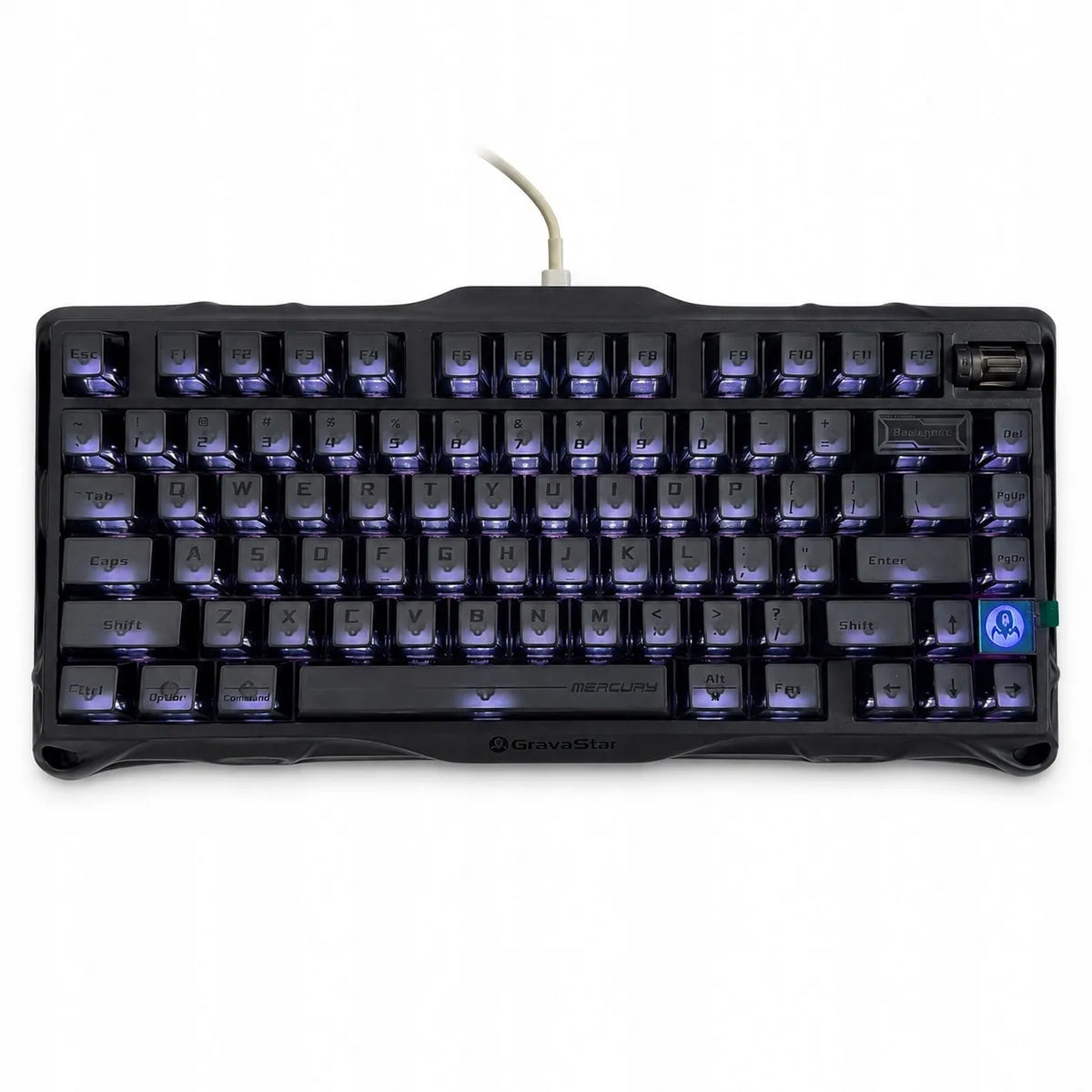 GravaStar Mercury K1 mechaninė klaviatūra, 75 %, Tri-Mode, RGB, Stealth Black