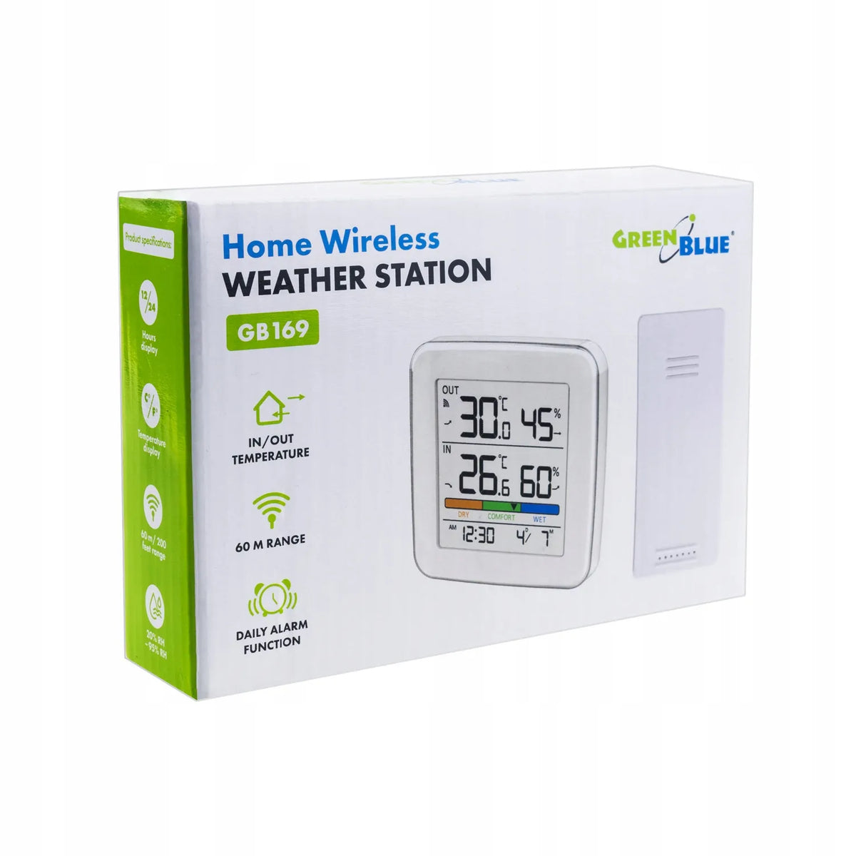 GreenBlue GB169 belaidė meteorologinė stotelė su ekranu, drėgmės ir temperatūros jutikliu