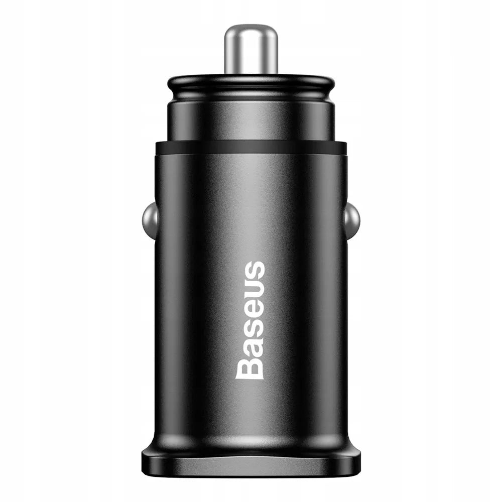 Greitas automobilinis įkroviklis BASEUS 2x USB QC 30W LED aliuminis