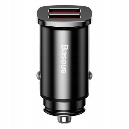 Greitas automobilinis įkroviklis BASEUS 2x USB QC 30W LED aliuminis