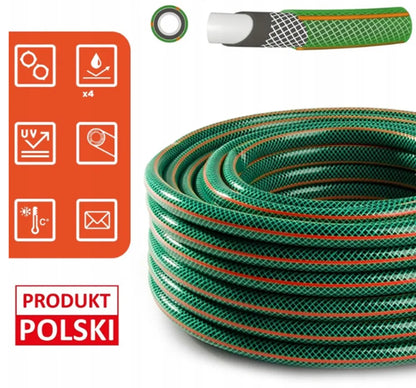Guminė sodo žarna 1/2" 30 m, 4 sluoksnių, sustiprinta, pagaminta Lenkijoje