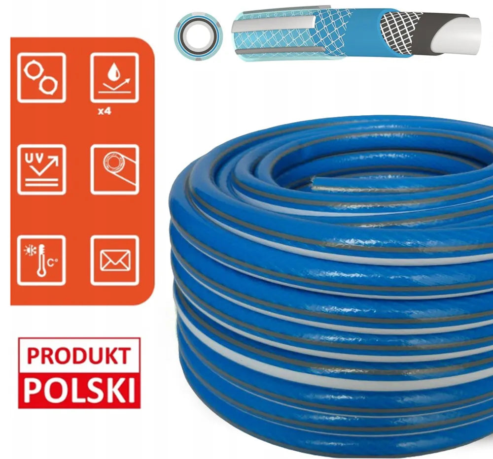 Guminė sodo žarna 1/2" 30m 6 sluoksnių armuota 36 barų lenkiška gamyba