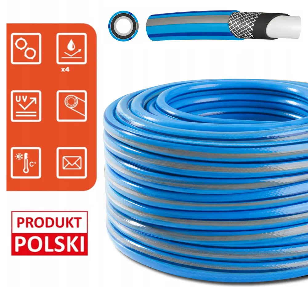Guminė sodo žarna 1/2" 50m 4 sluoksnių SUPREME armuota, pagaminta Lenkijoje