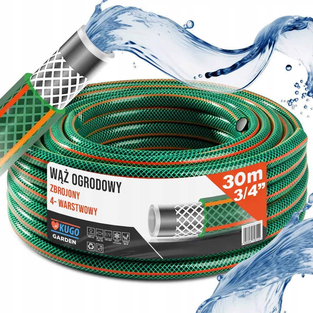 Guminė sodo žarna 3/4" 30m, 4 sluoksnių, armuota, lenkiška gamyba