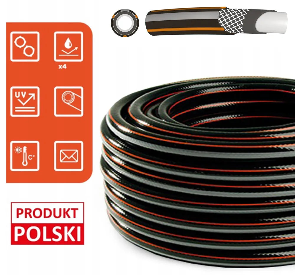 Guminė sodo žarna 3/4" 30m, 4 sluoksnių, CARBON sustiprinta, lenkiška gamyba