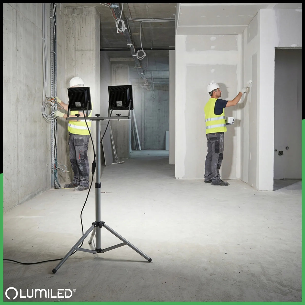 HALOGENŲ RINKINYS LED prožektorius LEMPA su stovu 2x 50W darbo statybinis galingas