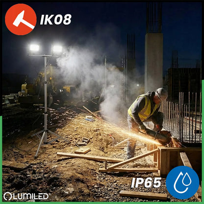 HALOGENŲ RINKINYS LED prožektorius, stovas 2x50W darbo statybinis galingas