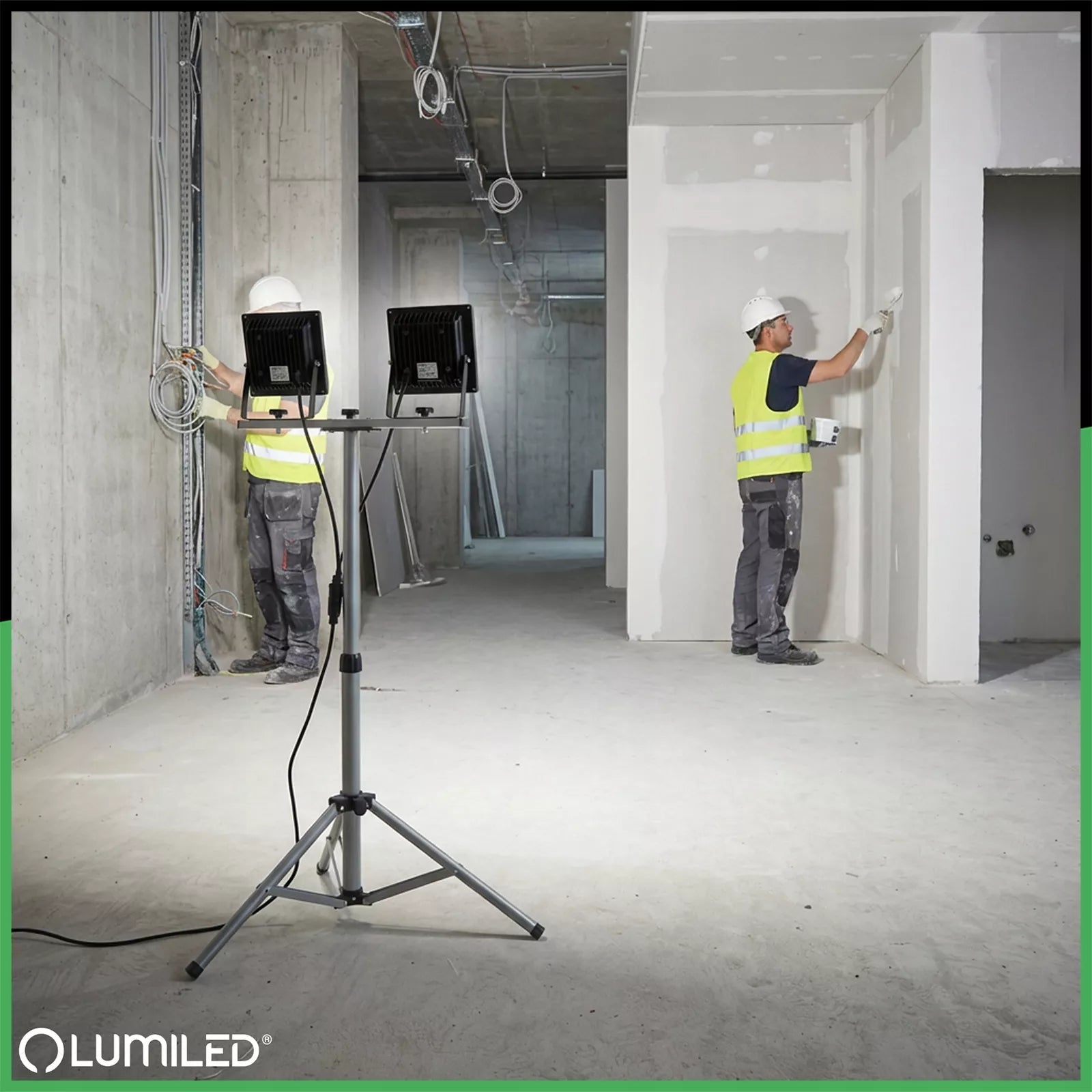 HALOGENŲ RINKINYS LED prožektorius, stovas 2x50W darbo statybinis galingas