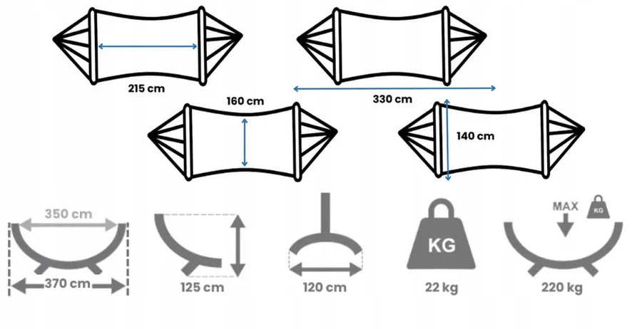 Hamakas + plieninis hamako stovas iki 220 kg POTENZA