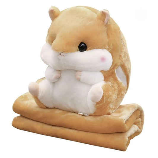 Hamsterio formos pagalvė su pledu 3-in-1, ilgas 180 cm pledas, pliušinis žaislas, maskotė