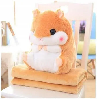 Hamsteris su antklode 3in1 rinkinys didelis pliušinis meškinas su poliarine antklode 180cm pledas 2in1
