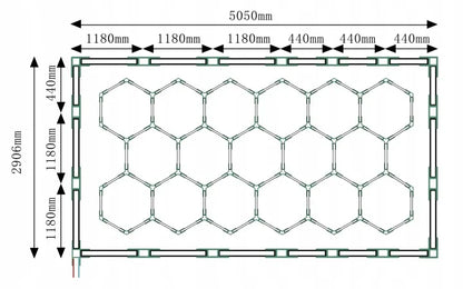 HEXAGON LED šviestuvas garažui, dirbtuvėms ir namams 6500K 750W 2906x5050mm
