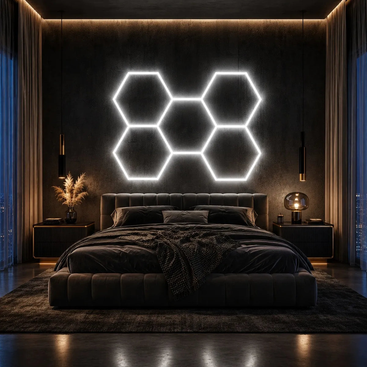 Hexagon plafonas 192W 166x243 cm – modernus lubinis šviestuvas