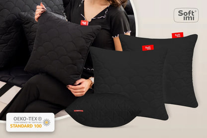 Hipoalergeninė pagalvė 2x45x45 cm miego komplektas dygsniuota juoda lenkiška
