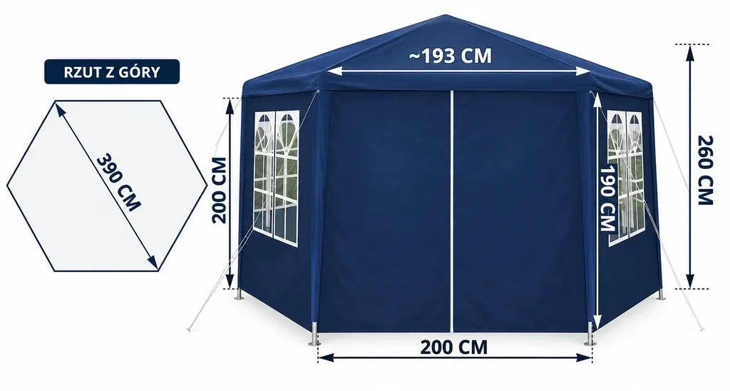 „Holla Garden“ sodo paviljonas 3,9 × 3,9 m, mėlynas, uždaromas, su 6 sienelėmis