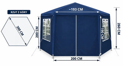 „Holla Garden“ sodo paviljonas 3,9 × 3,9 m, mėlynas, uždaromas, su 6 sienelėmis