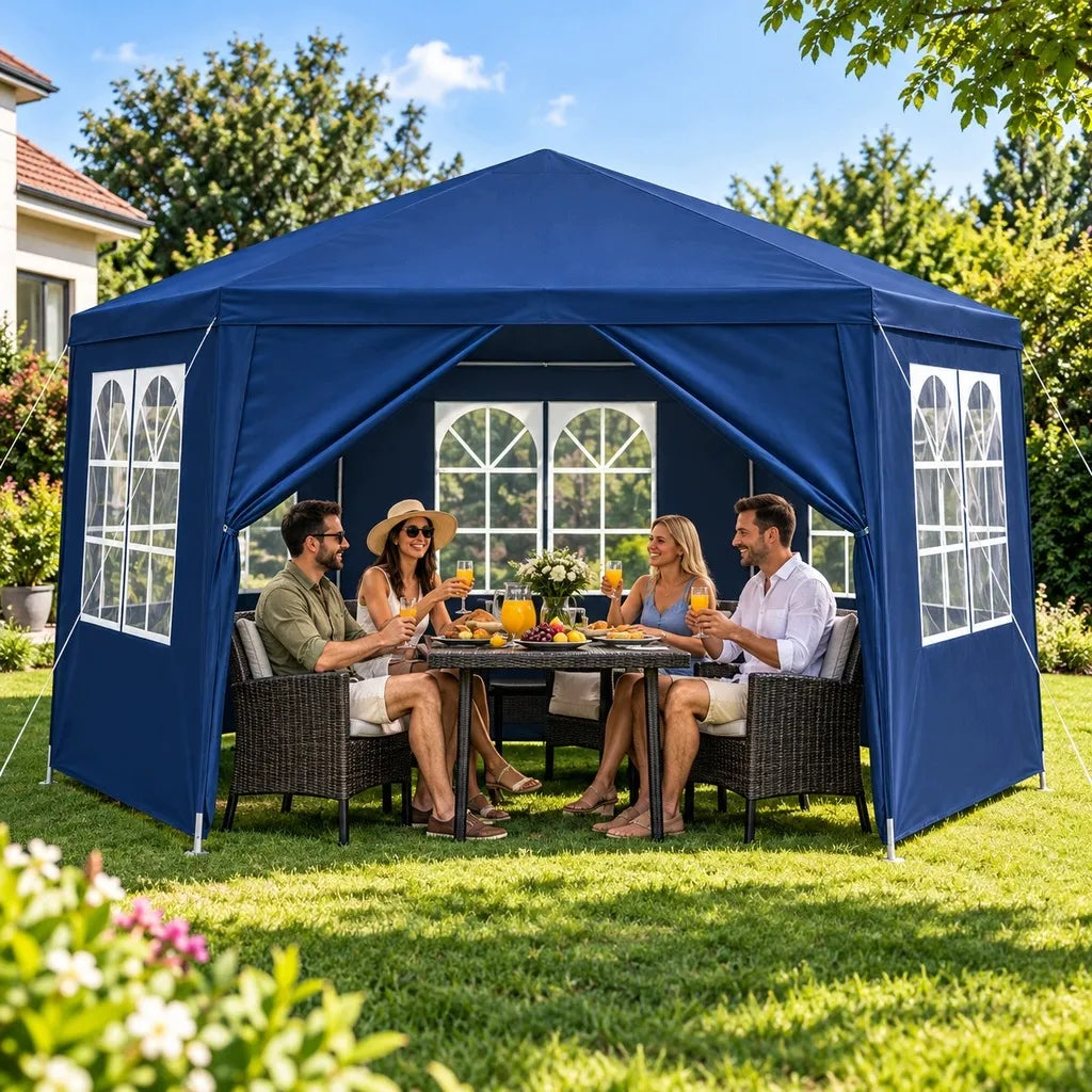 „Holla Garden“ sodo paviljonas 3,9 × 3,9 m, mėlynas, uždaromas, su 6 sienelėmis