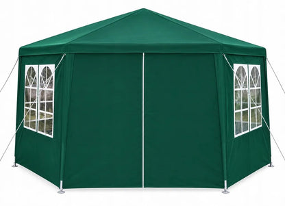 „Holla Garden“ žalias sodo paviljonas-palapinė 4 × 4 m, šešiakampis, su 6 sienelėmis
