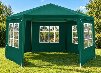 „Holla Garden“ žalias sodo paviljonas-palapinė 4 × 4 m, šešiakampis, su 6 sienelėmis