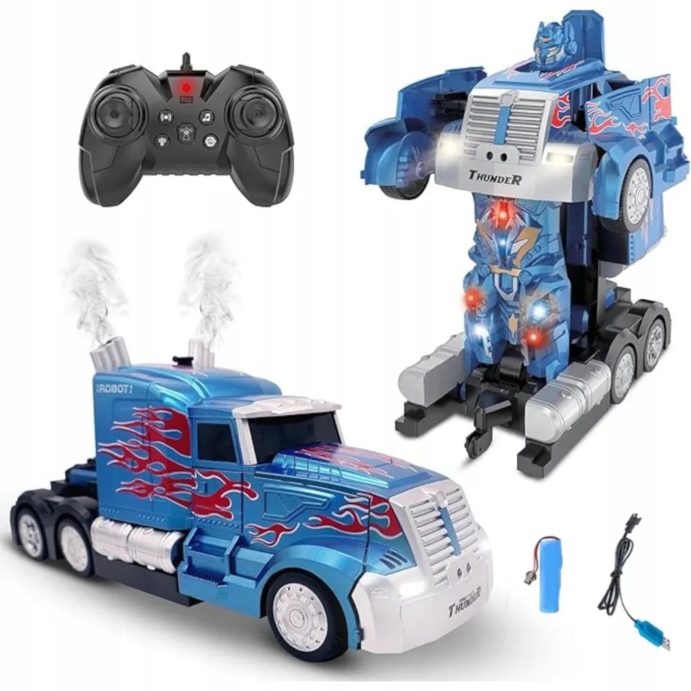 HollaKids 2 viename robotas „Autobot Optimus“ – automobilis-transformeris su nuotolinio valdymo pulteliu, USB įkrovimu ir akumuliatoriumi
