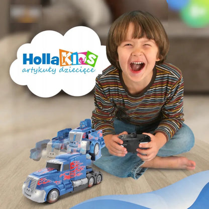 HollaKids 2 viename robotas „Autobot Optimus“ – automobilis-transformeris su nuotolinio valdymo pulteliu, USB įkrovimu ir akumuliatoriumi