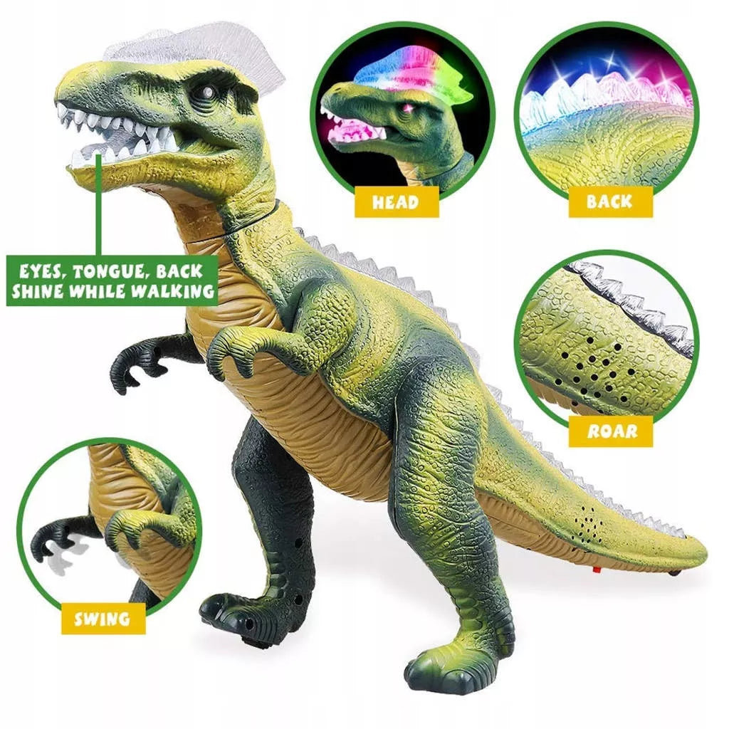 HollaKids nuotoliniu būdu valdomas kovinis T-Rex dinozauras, vaikšto, riaumoja, šviečia ir šoka