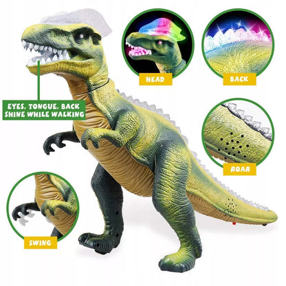 HollaKids nuotoliniu būdu valdomas kovinis T-Rex dinozauras, vaikšto, riaumoja, šviečia ir šoka
