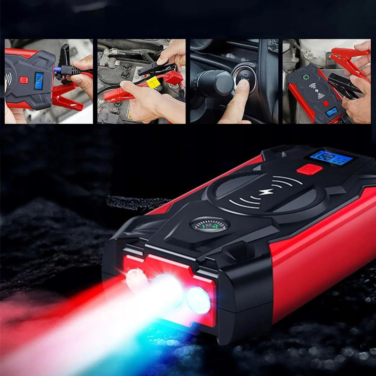 Homkel galingas automobilinis užvedimo įrenginys ir išorinė baterija, 12 V, 20 000 mAh