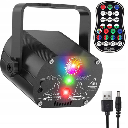 Homkel PROJEKTOR DISCO lazerinis disko rutulys su nuotolinio valdymo pulteliu, muzikiniu režimu ir RGB LED 8W