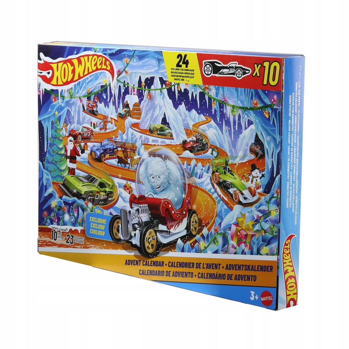 „Hot Wheels“ 2026 m. advento kalendorius, 10 automobilių 1:64 ir aksesuarai