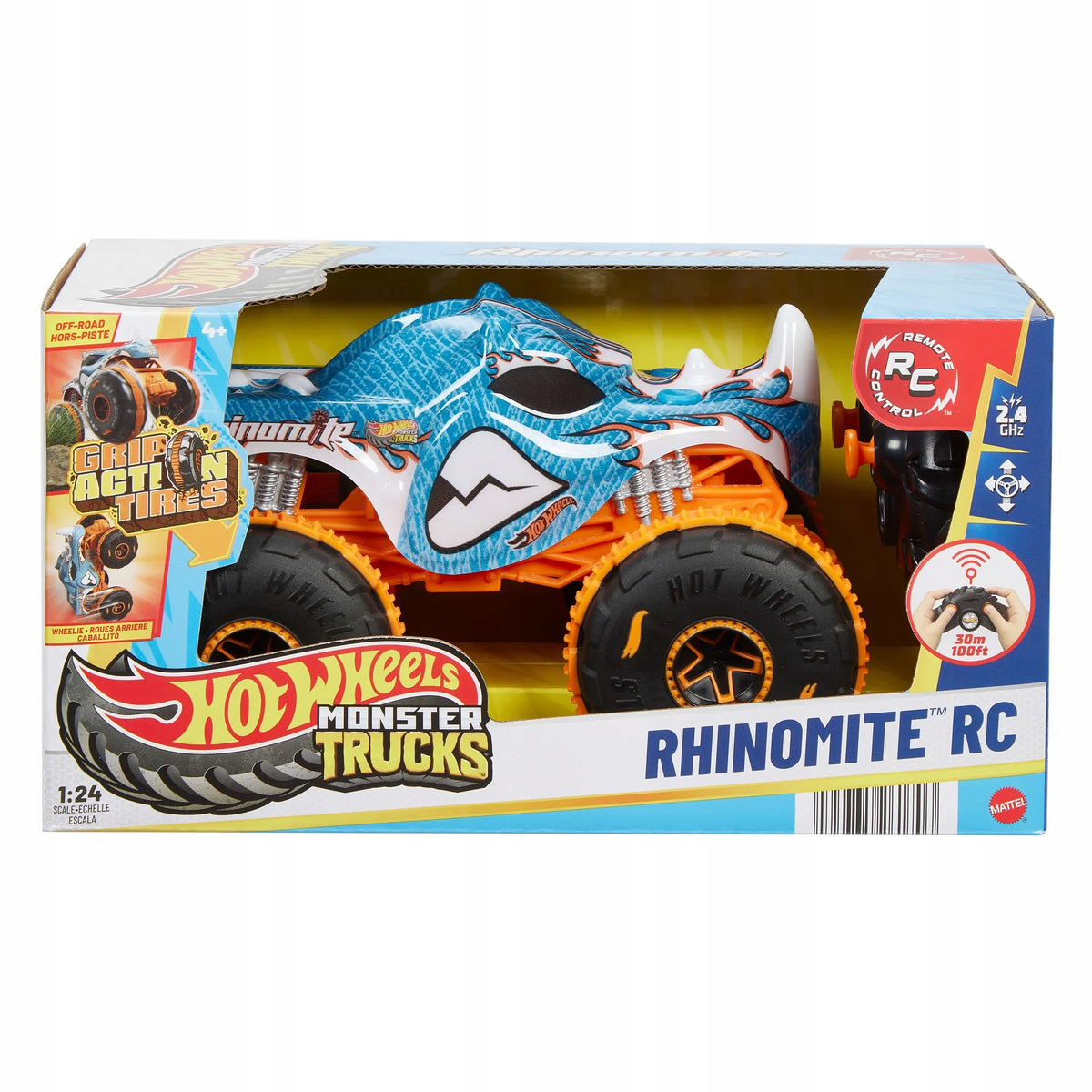„Hot Wheels Monster Trucks Rhinomite RC“ nuotoliniu būdu valdomas raganosio formos automobilis