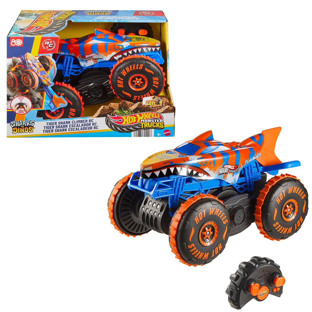 „Hot Wheels Monster Trucks Tiger Shark“ nuotoliniu būdu valdomas laipiotojas 1:15