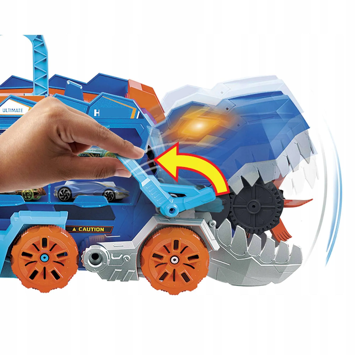 „Hot Wheels“ T-rekso mega transporteris su lenktynių trasa ir 2 automobiliukais