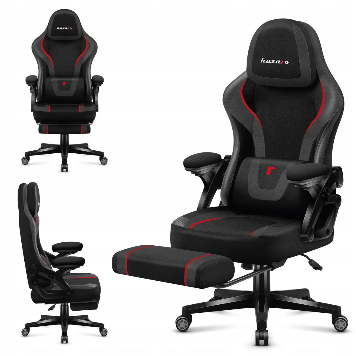 „Huzaro Force 4.6 Carbon“ žaidimų krėslas su reguliavimu ir juosmens atrama