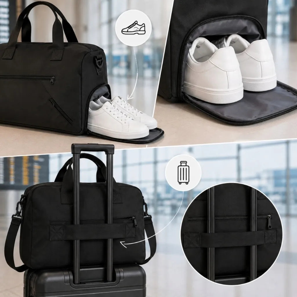 Imiti sportinis treniruočių krepšys fitnesui ir sporto salei, moterims ir vyrams, ant peties, su batų skyriumi