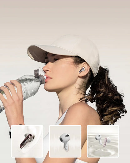 „Innostyle ClearSonics“ belaidės į ausis įstatomos „Bluetooth 5.3“ ausinės su mikrofonu ir dėklu, rausvos