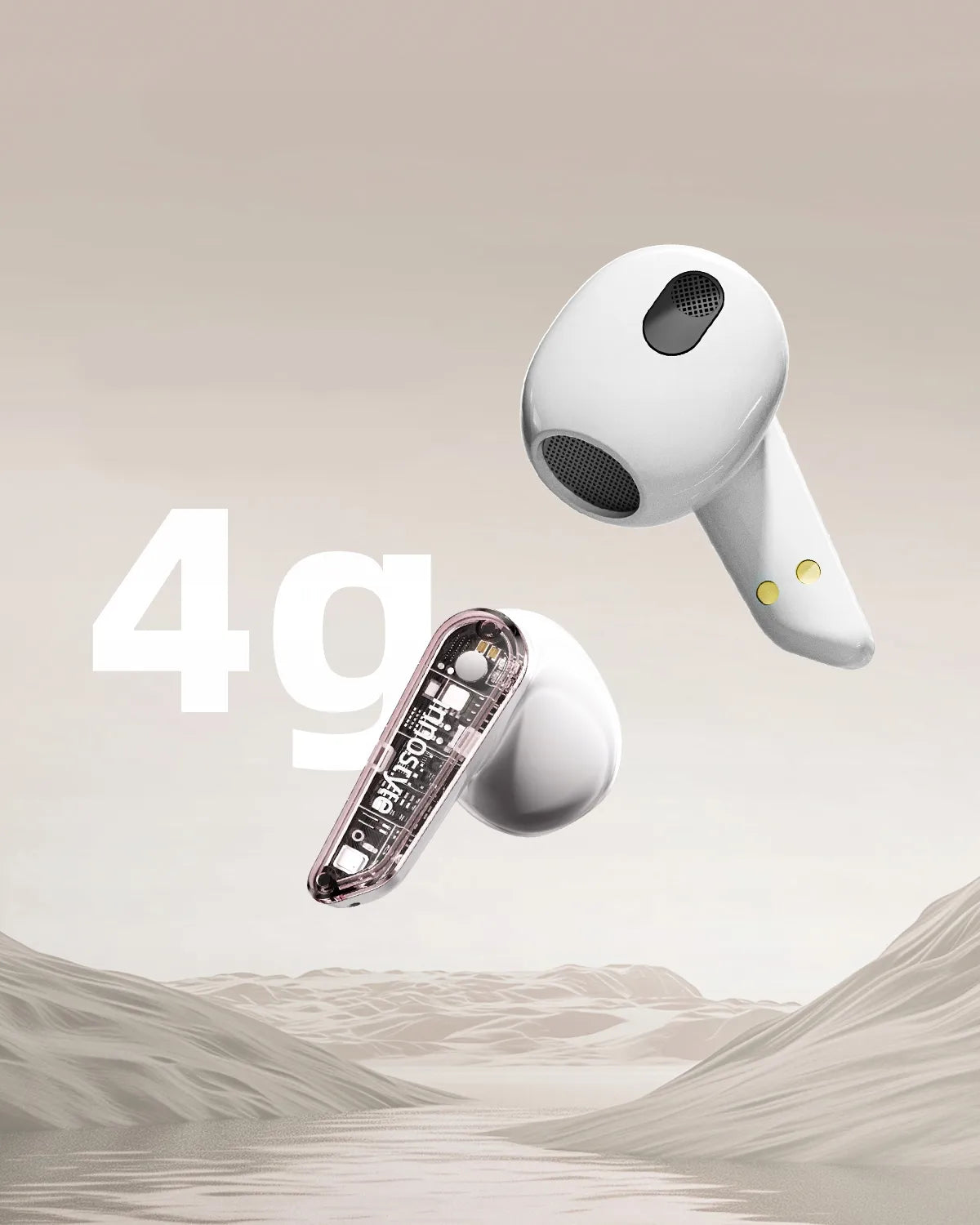 „Innostyle ClearSonics“ belaidės į ausis įstatomos „Bluetooth 5.3“ ausinės su mikrofonu ir dėklu, rausvos