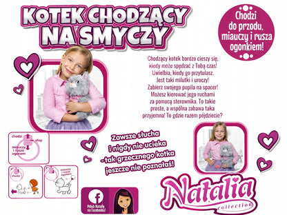 Interaktyvus vaikščiojantis kačiukas su pavadėliu, baltas, skleidžia garsus 3+