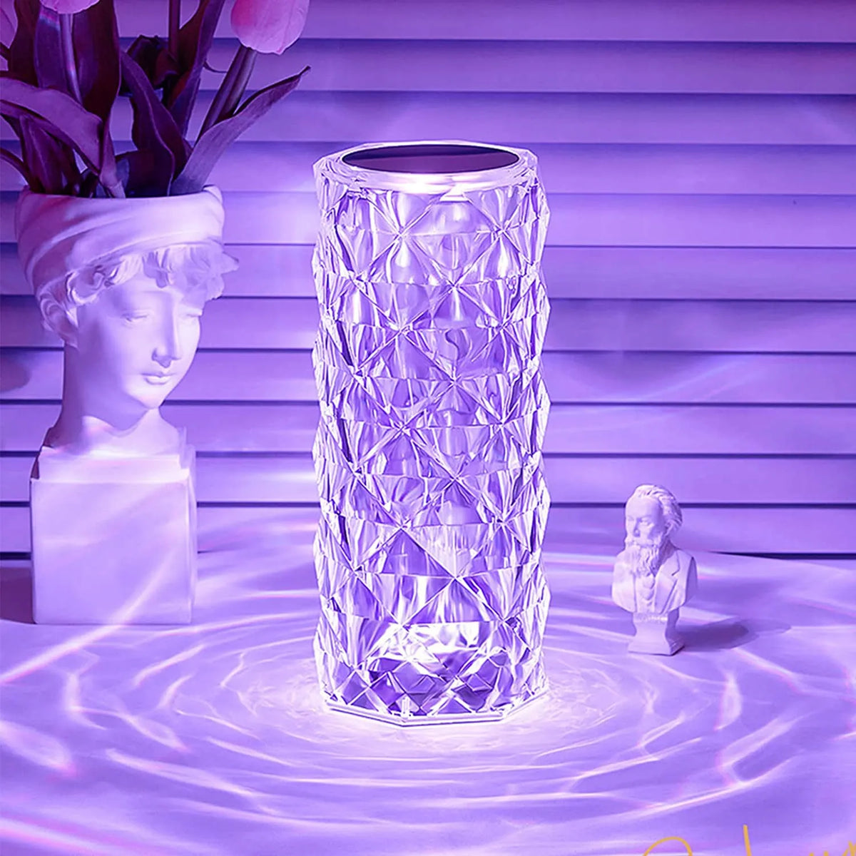 „Interlook Diamond“ krištolo efekto LED naktinė lempa, rožės formos, liečiama, RGB, su pulteliu
