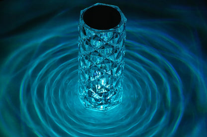 „Interlook Diamond“ krištolo efekto LED naktinė lempa, rožės formos, liečiama, RGB, su pulteliu