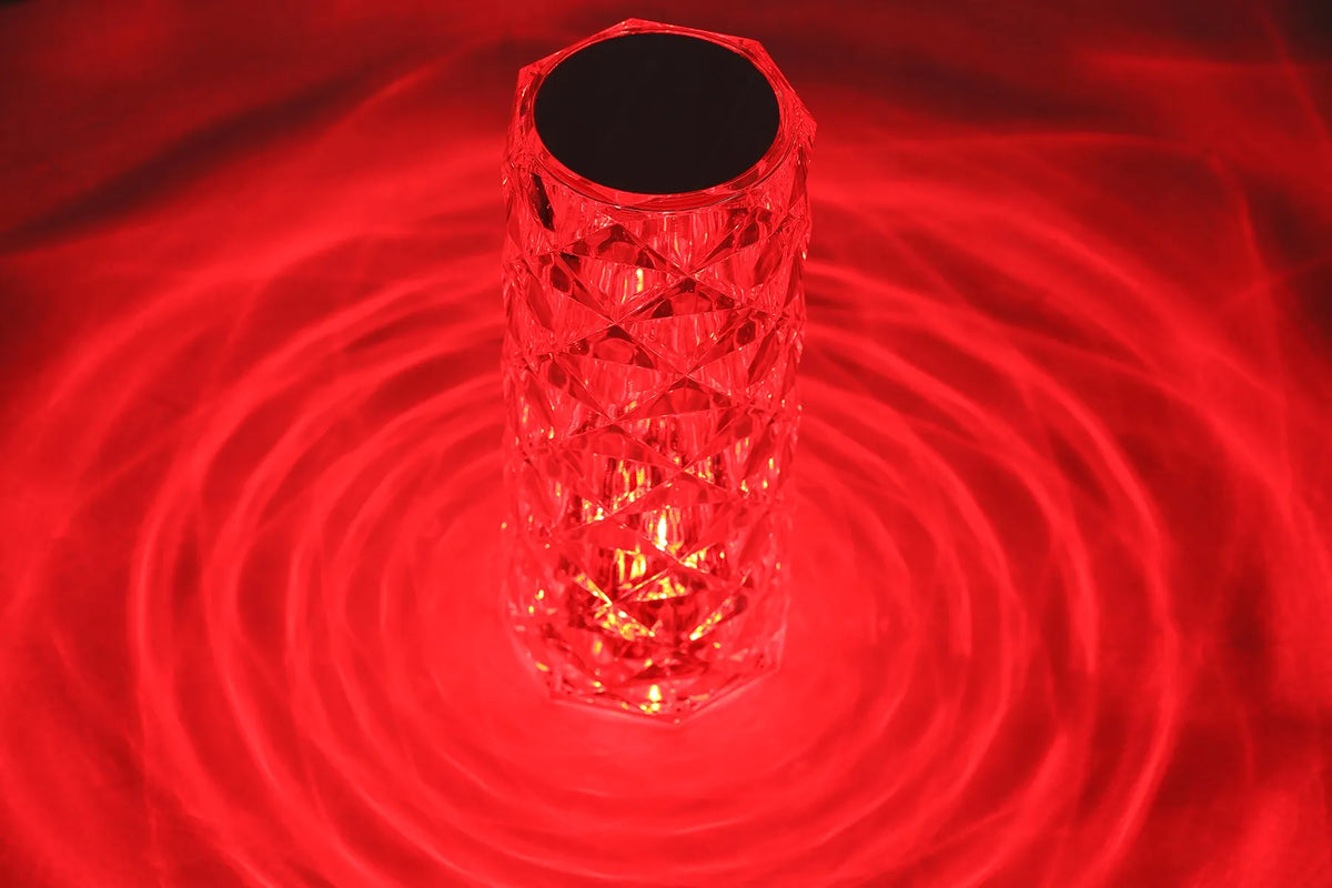 „Interlook Diamond“ krištolo efekto LED naktinė lempa, rožės formos, liečiama, RGB, su pulteliu