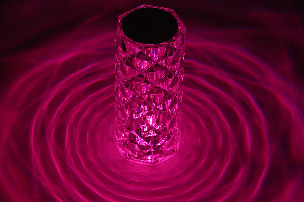 „Interlook Diamond“ krištolo efekto LED naktinė lempa, rožės formos, liečiama, RGB, su pulteliu