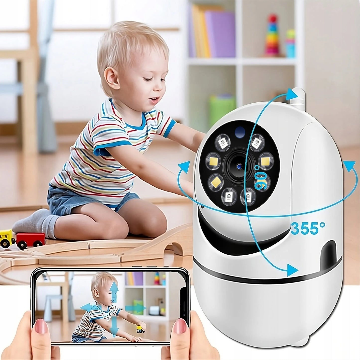 IP FULL HD WiFi belaidė elektroninė auklė su pasukama kamera RETOO E936