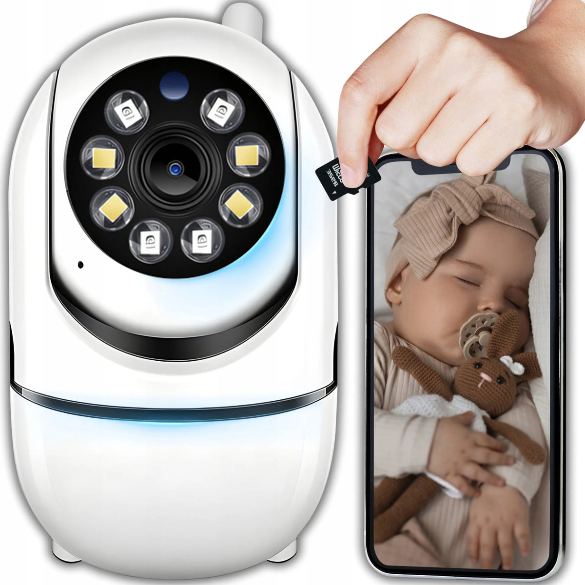 IP FULL HD WiFi belaidė elektroninė auklė su pasukama kamera RETOO E936