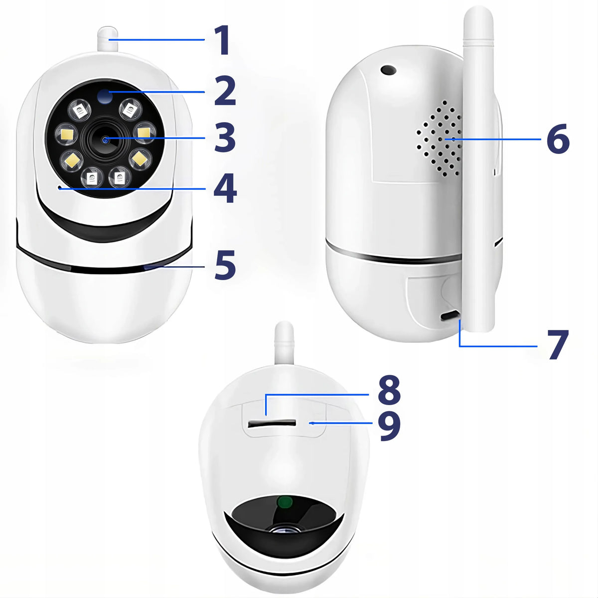 IP FULL HD WiFi belaidė elektroninė auklė su pasukama kamera RETOO E936