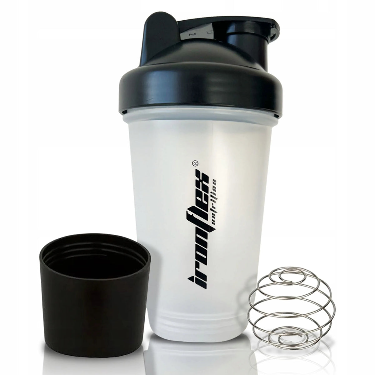 IRONFLEX plaktuvė 500 ml su indeliu baltymams, sandari, sporto salei