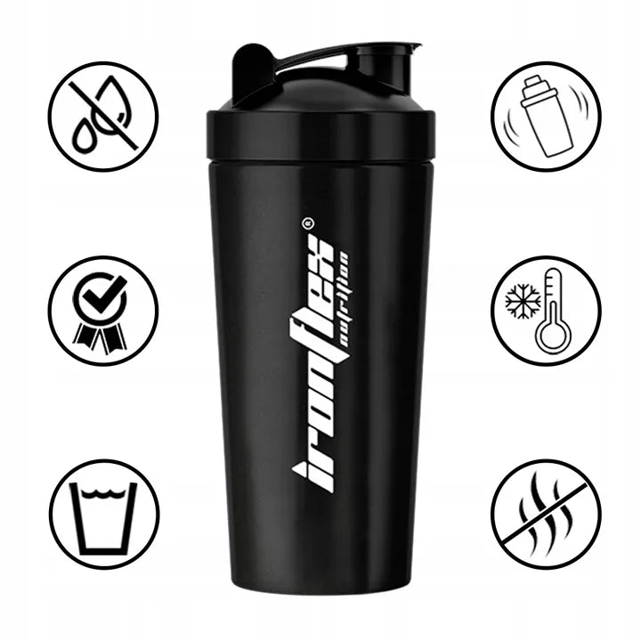 IRONFLEX STEEL SHAKER 750ml sandarus plaktuvė maisto papildams sporto salei ir treniruotėms